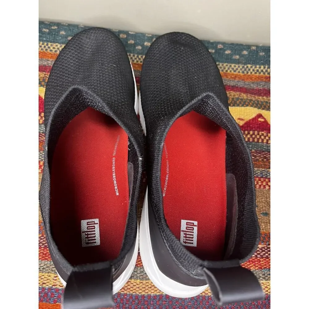 Fitflop mens High Top Knit Black Casual Comfort Pull On Sneakers Size 13